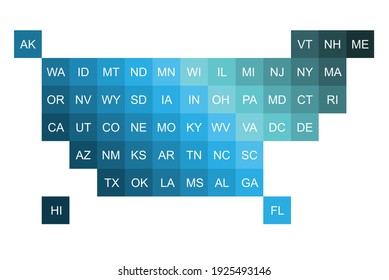 United States of America political map divide by state colorful square geometry. Vector illustration.