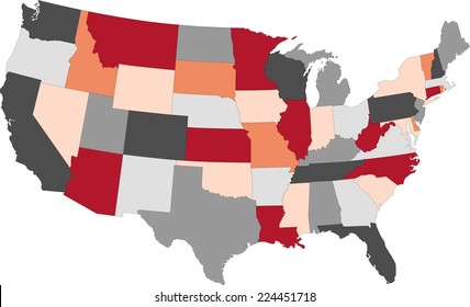 United States of America political map with pastel colors.