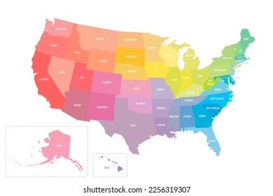 United States of America political map of administrative divisions