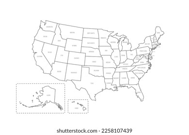 United States of America political map of administrative divisions