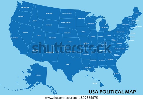 United States of\
America political map divide by state colorful outline simplicity\
style. Vector\
illustration.