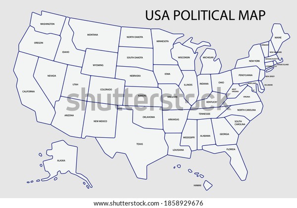 United States of
America political map divide by state colorful outline simplicity
style. Vector
illustration.