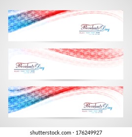 United States of America in President Day for beautiful wave header set vector illustration