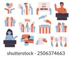 United States of America Presidential Election. Political debates concept with candidates. Vector illustration in flat style