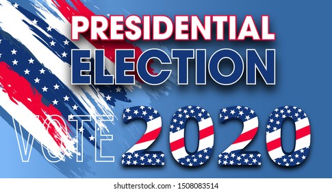 United States of America Presidential Election. Vote 2020 USA dynamic design elements for flyer, presentations, poster. Colorful modern abstract banner the color of national flag. Vector illustration.