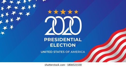 Vereinigte Staaten von Amerika Präsidentschaftswahl 2020 Vektorgrafik. US Presidential Election 2020 Vector Banner Hintergrund Design.