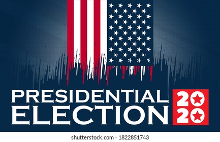 United States of America Presidential Election 2020. Election banner Vote 2020 with Patriotic Stars. November 3. Vector EPS 10