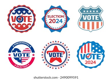 United States of america presidential election vote 2024 badges set . Vector .