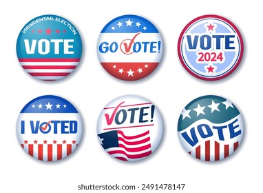 United States of america presidential election vote 2024 badges set . Vector .