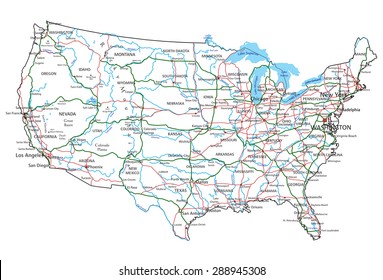 United States Highway Map Images Stock Photos Vectors