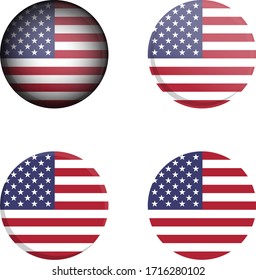 United States of America Round Country Flag in different styles disc badge vector illustration