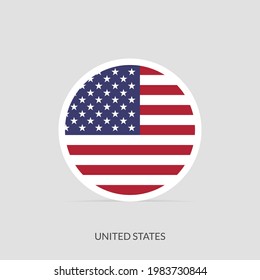 United States of America Round flag icon with shadow.