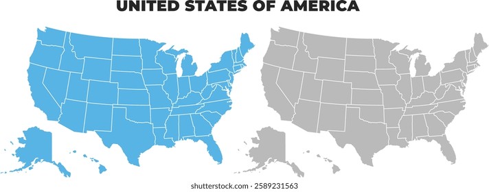 United States Of America simple maps flat illustration