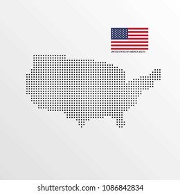 United States of America South Map design with flag and light ba