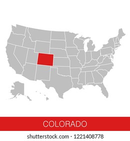 United States of America with the State of Colorado selected. Map of the USA vector illustration