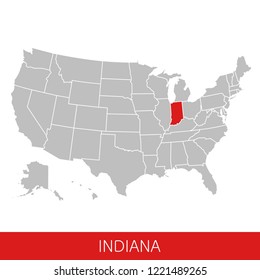 United States of America with the State of Indiana selected. Map of the USA vector illustration