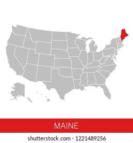 United States of America with the State of Maine selected. Map of the USA vector illustration