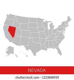 United States of America with the State of Nevada selected. Map of the USA vector illustration