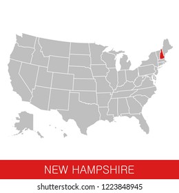 United States of America with the State of New Hampshire selected. Map of the USA vector illustration