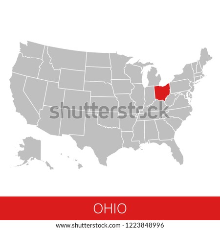 United States of America with the State of Ohio selected. Map of the USA vector illustration