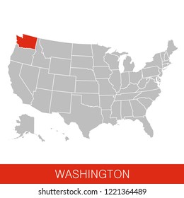 United States of America with the State of Washington selected. Map of the USA vector illustration