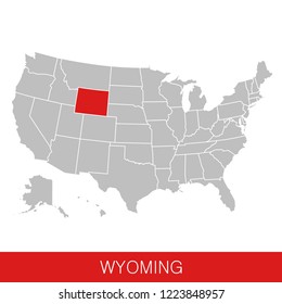 United States of America with the State of Wyoming selected. Map of the USA vector illustration