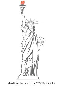 United States of America .Statue of Liberty with white background detailed vector