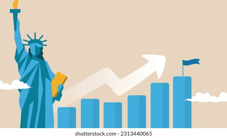 United States of America, Statue of Liberty financial growth concept. Vector illustration.