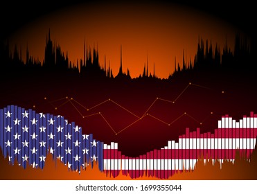 United States of America stock market crisis because of covid-19 pandemic. US financial outbreak because of coronavirus vector illustration