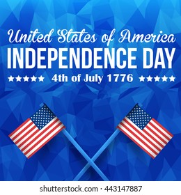 United States of America Stylish Text 4th of July Happy Independence Day Announcement Celebration Message Poster, Flyer, Card, Polygonal Background Design