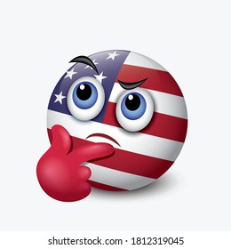 United States of America Thinking emoticon question face emoji vector illustration