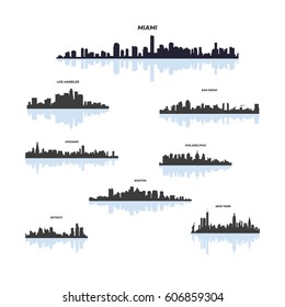 United States America Town Skyline