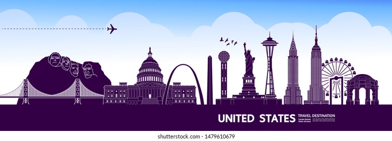 United states of America Travel Destination vector illustration.