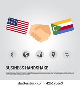 United States of America (USA) and Comoros businessmen shaking hands in a business environment