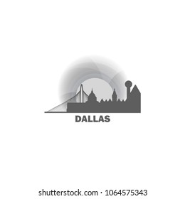 United States of America USA Dallas city skyline landscape silhouette flat vector logo icon. Cool urban horizon illustration concept