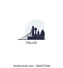 United States of America USA Dallas city skyline landscape silhouette flat vector logo icon. Cool urban horizon illustration concept