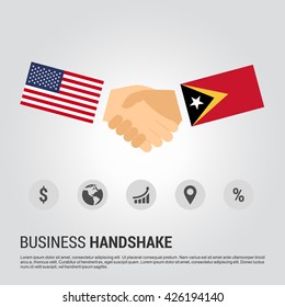 United States of America (USA) and East Timor businessmen shaking hands in a business environment