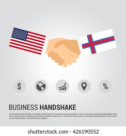 United States of America (USA) and Faroe Islands businessmen shaking hands in a business environment