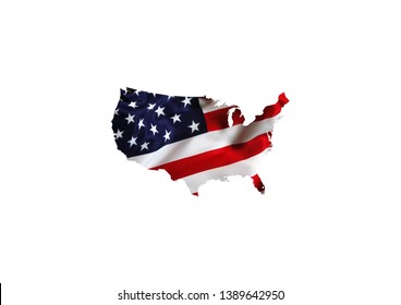 United States of America USA Flag with Fireworks Background For 4th of July. Celebrating Independence Day. Eps10 vector illustration. - Vector illustration