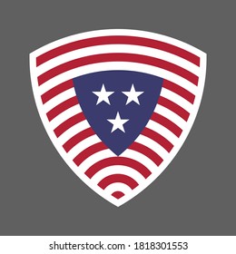United States of America USA flag shield icon logo vector illustration. Independence Day. 4th of July. Presidential Election