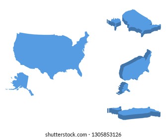 United States of America, USA isometric map vector illustration, country isolated on a white background.