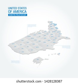 United States of America USA Isometric Map Projection Template