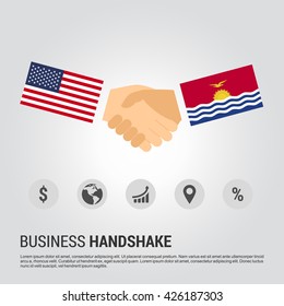 United States of America (USA) and Kiribati businessmen shaking hands in a business environment