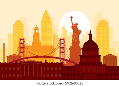 United States of America, USA, Landmarks, Urban Skyline, Cityscape, Travel and Tourist Attraction