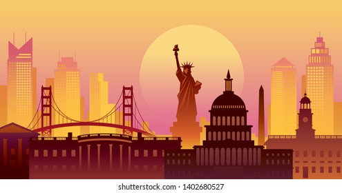 United States of America, USA, Landmarks, Urban Skyline, Cityscape, Travel and Tourist Attraction