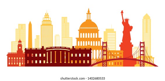 United States of America, USA, Landmarks, Skyline and Skyscraper, Cityscape, Travel and Tourist Attraction