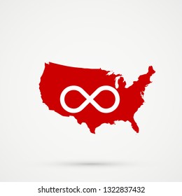 United States of America (USA) map in Anglo-Metis flag colors, editable vector.