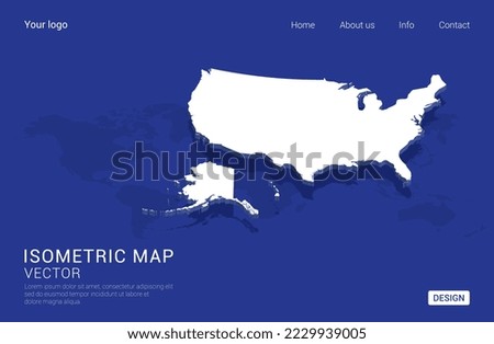 United States of America (USA) map white on dark blue background 3d isometric vector illustration.
