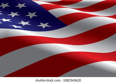 United States of America USA national waving flag vector illustration