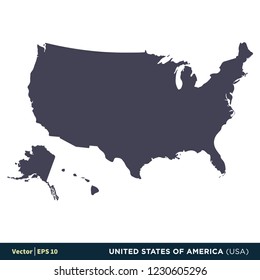 United States Of America (USA) - North America Countries Map Icon Vector Logo Template Illustration Design. Vector EPS 10.